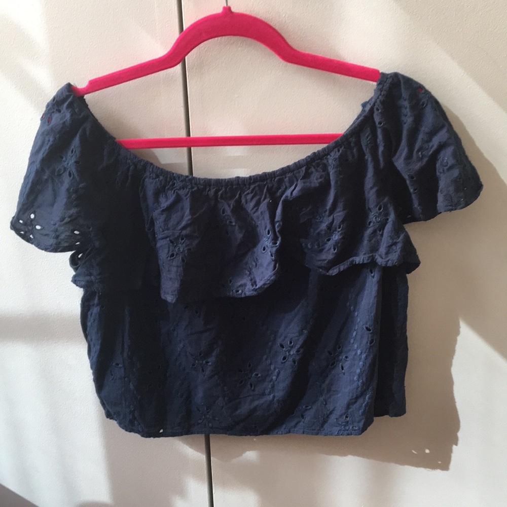 Aqua off shoulder crop top